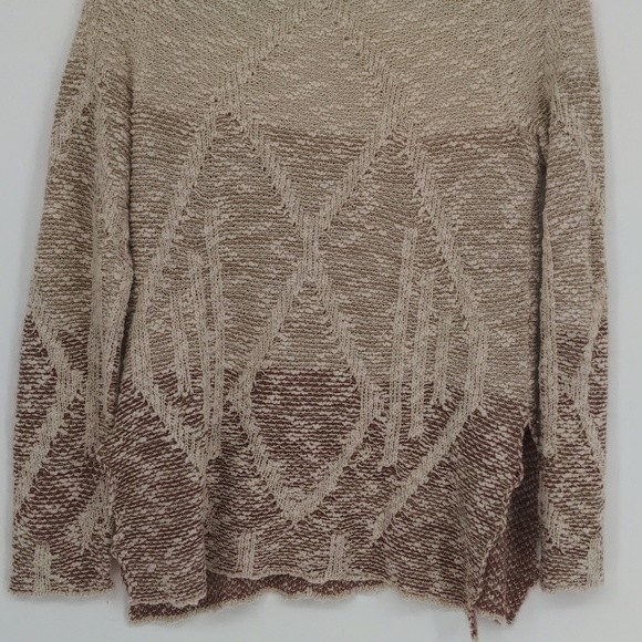Knox Rose Ombre Cream Tan Rose Striped Knit Scoop Neck Side Slit‎ Sweater Small - Picture 9 of 13